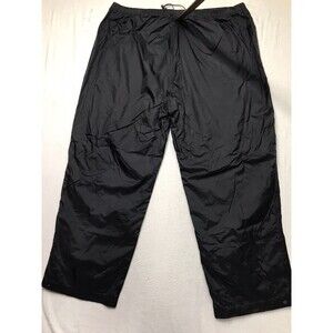 CABELAS Rain Pant Men 3XL 44x32 Black Fleece Lined Drawstring Waist Side Zip Leg